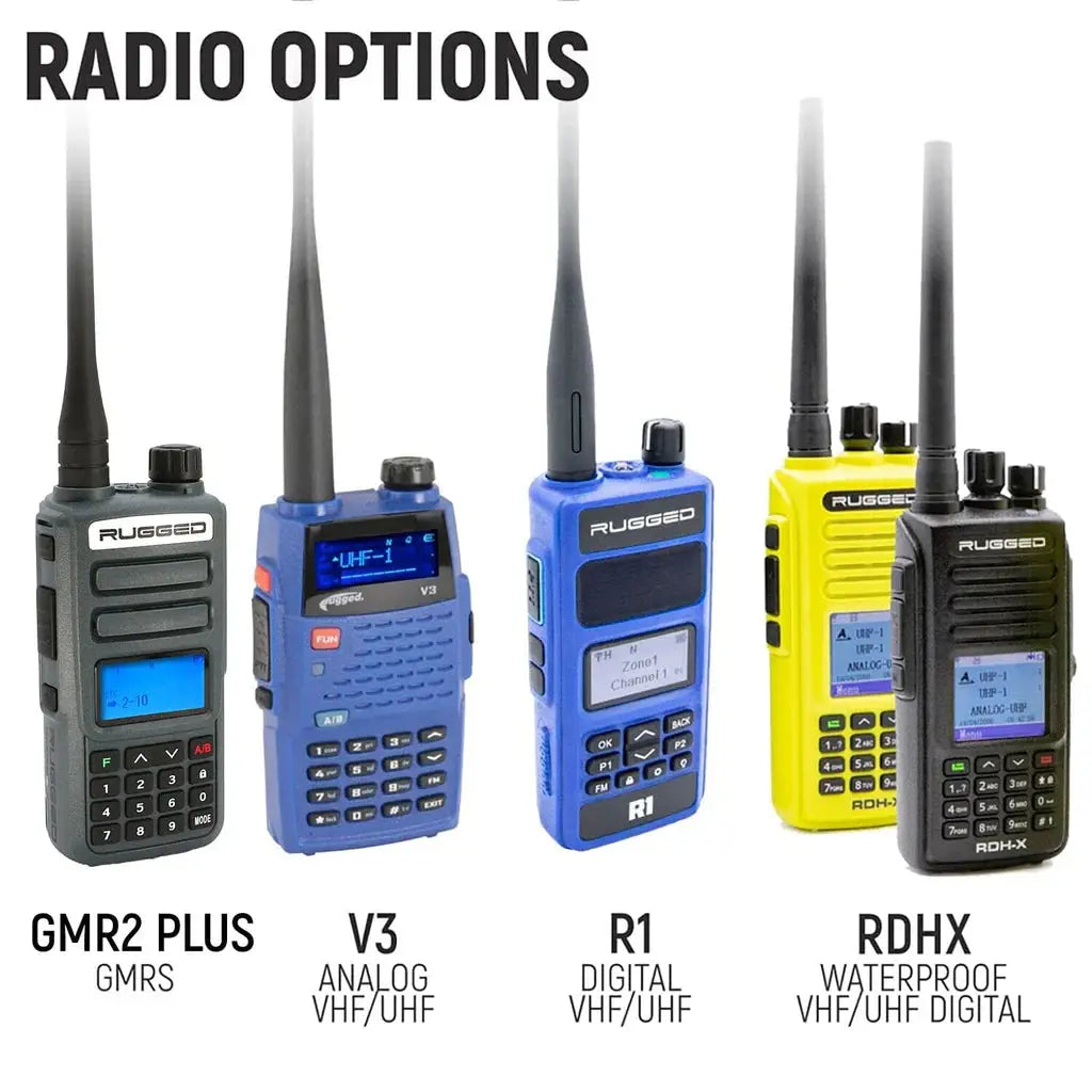 Rugged Radios Complete Motorcycle Communication Kit with Heavy-Duty OFFROAD Cables - MOTO MAX Radio Kit
