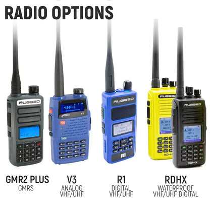 Rugged Radios Complete Motorcycle Communication Kit with Heavy-Duty OFFROAD Cables - MOTO MAX Radio Kit
