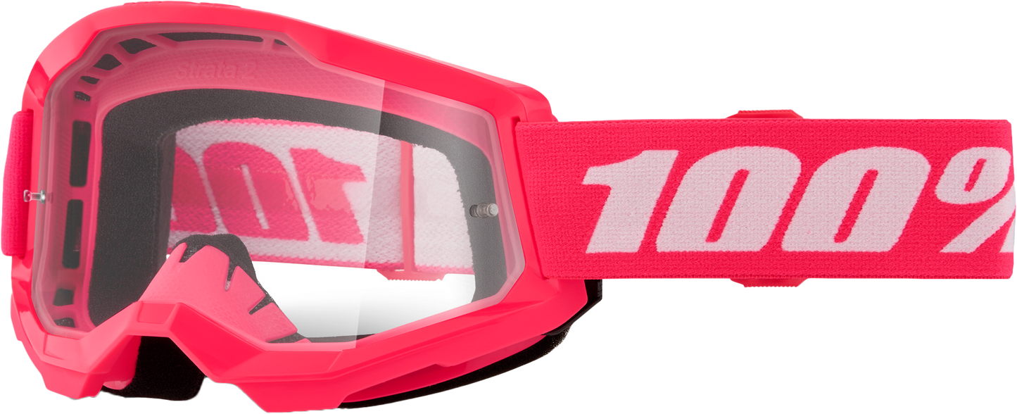 100% Strata 2 Youth Goggle Pink Clear Lens