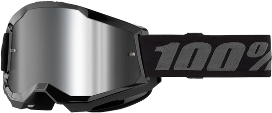 100% Strata 2 Youth Goggle Black Mirror Silver Lens