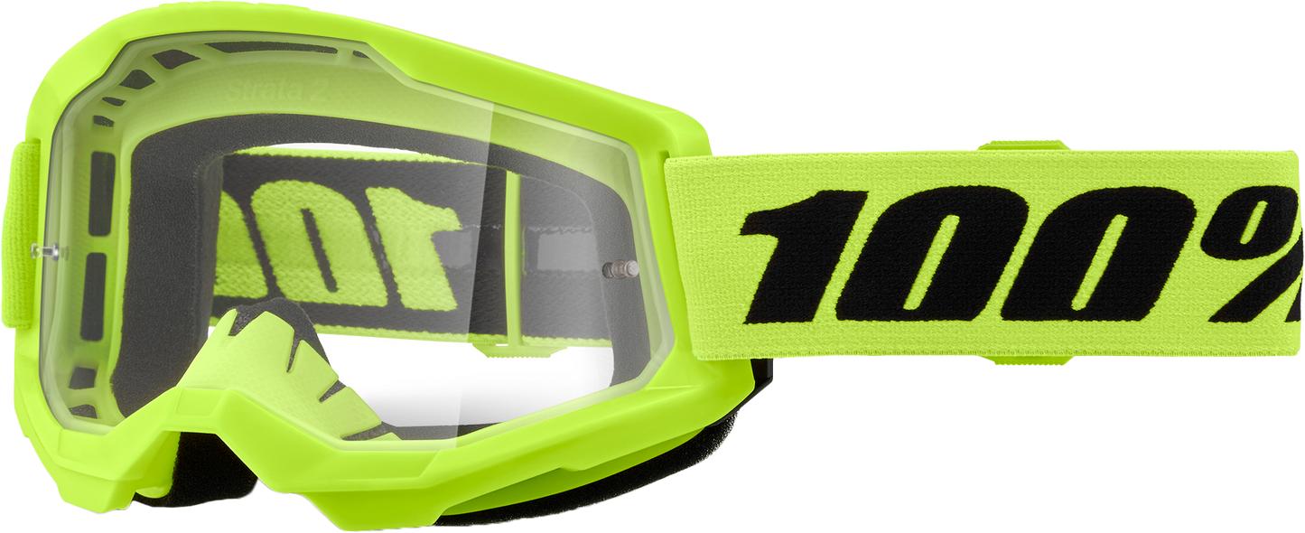 100% Strata 2 Youth Goggle Neon Yellow Clear Lens