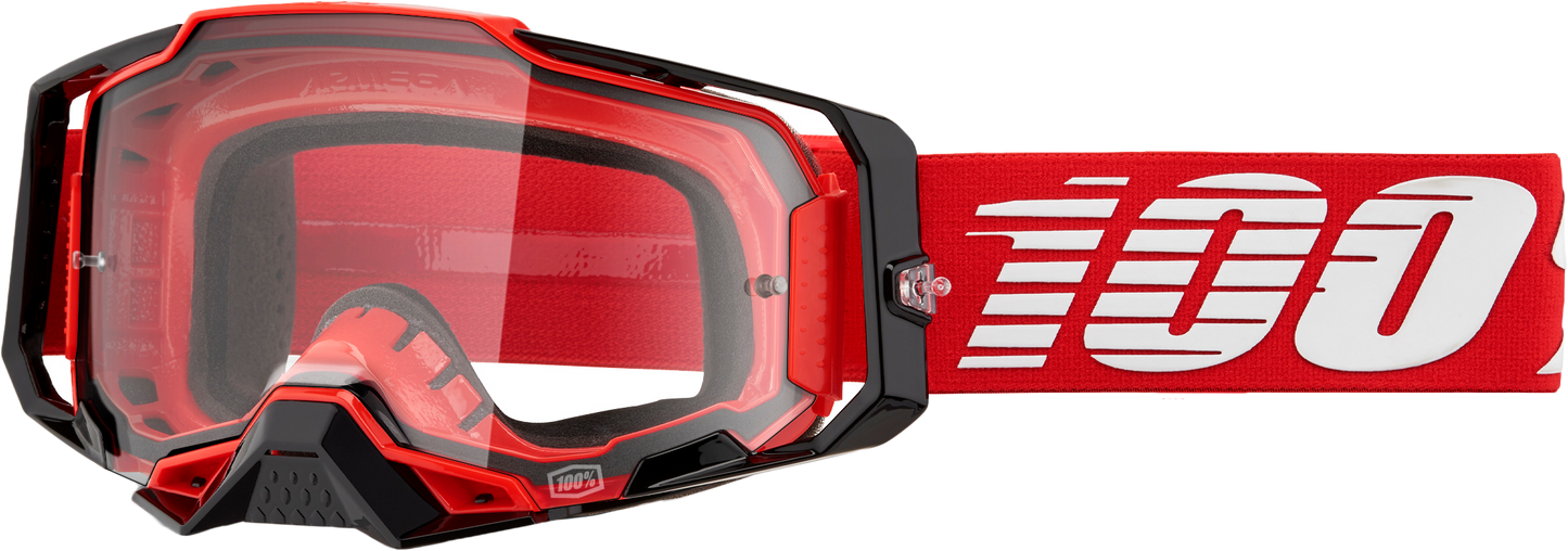 100% Armega Goggle Red Clear Lens