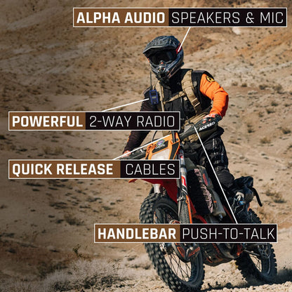 Rugged Radios Complete Motorcycle Communication Kit with Heavy-Duty OFFROAD Cables - MOTO MAX Radio Kit