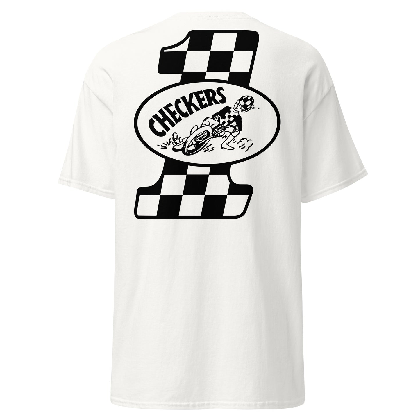 Checkers MC Mens White 1 Slider T-Shirt - Official Club Apparel