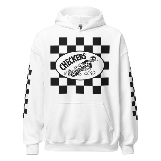 Checkers MC Adult Slider White Hoodie - Official Club Apparel