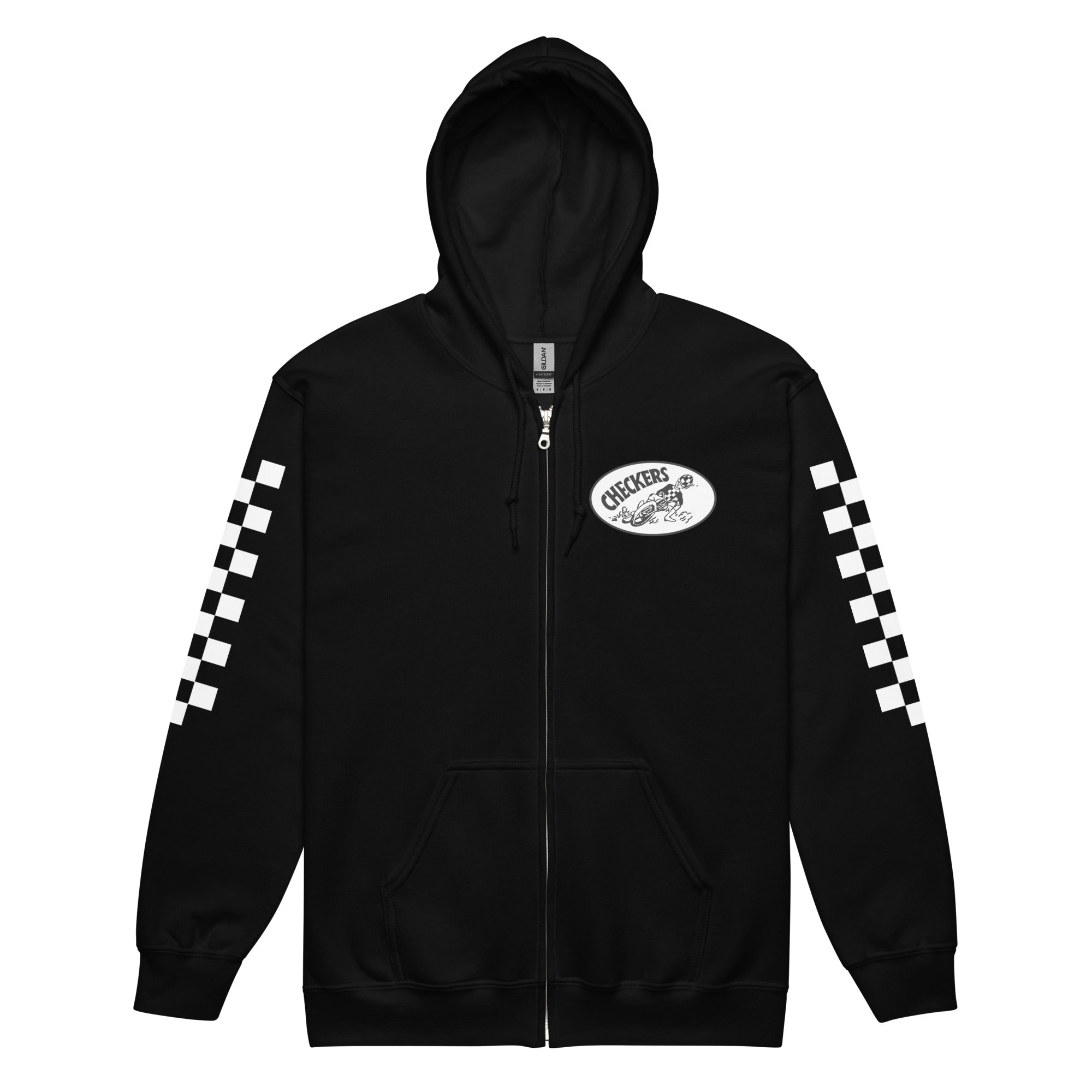 Checkers MC Slider Bar Black Zip Up Hoodie - Official Club Apparel