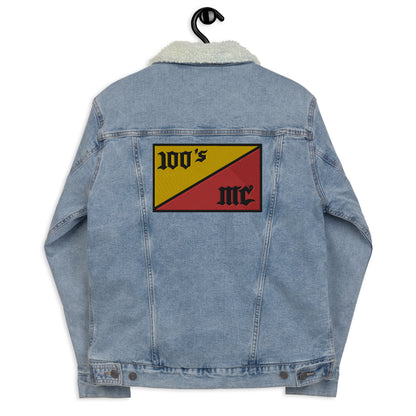 Denim Jacket with Embroidered 100s MC Flag