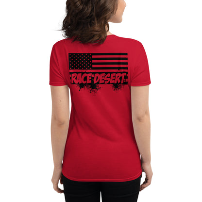 Womens Desert Nation Fitted T-Shirt - Red