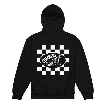 Youth Checkers MC Square Slider Black Hoodie - Official Club Apparel