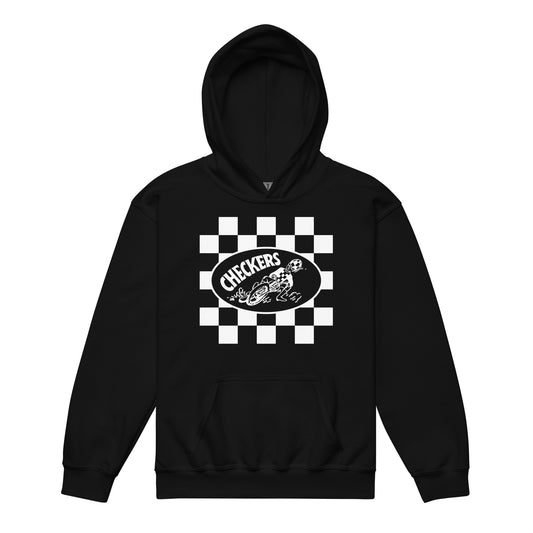 Youth Checkers MC Square Slider Black Hoodie - Official Club Apparel