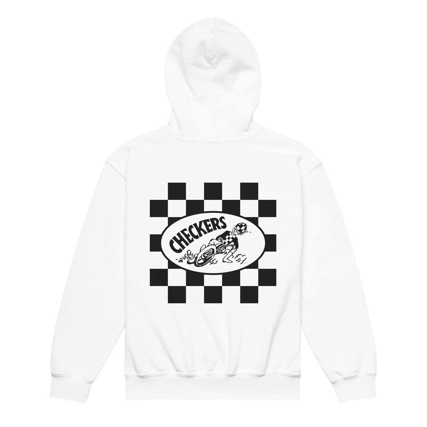 Youth Checkers MC Square White Hoodie