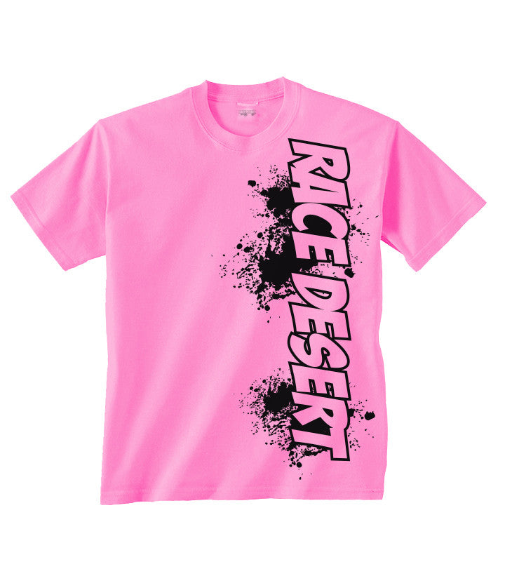 Kids Race Desert Splatter T-Shirt -  Pink w/ Black