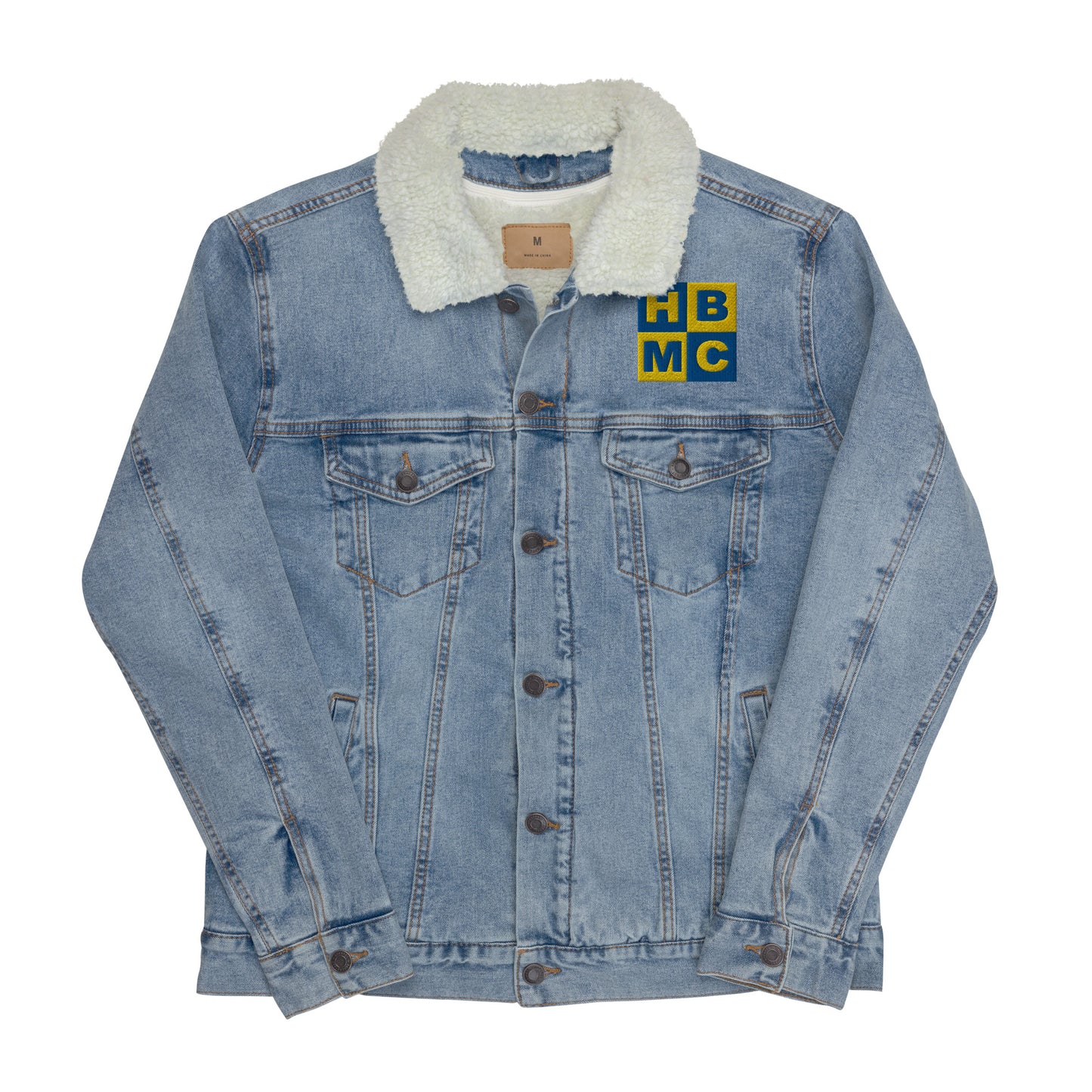 HBMC Embroidered Denim Jacket with sherpa lining