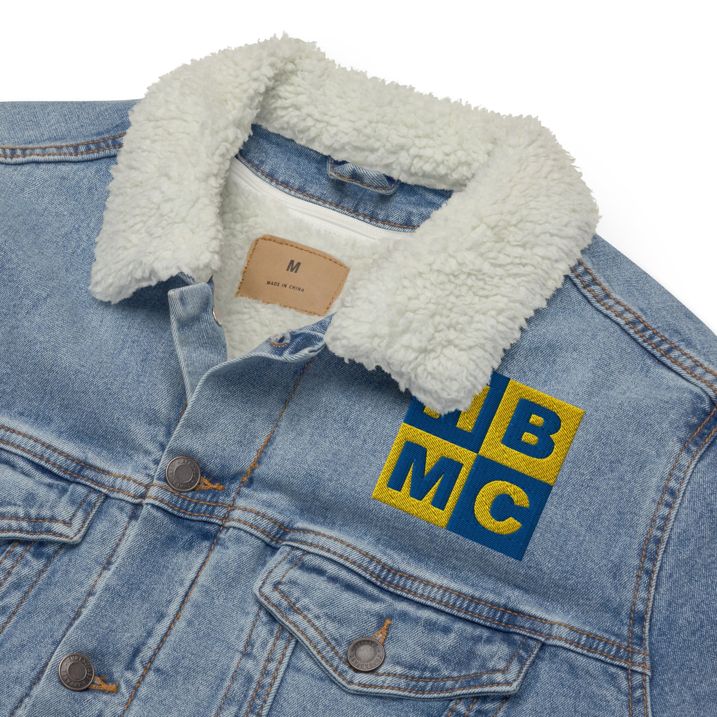 HBMC Embroidered Denim Jacket with sherpa lining